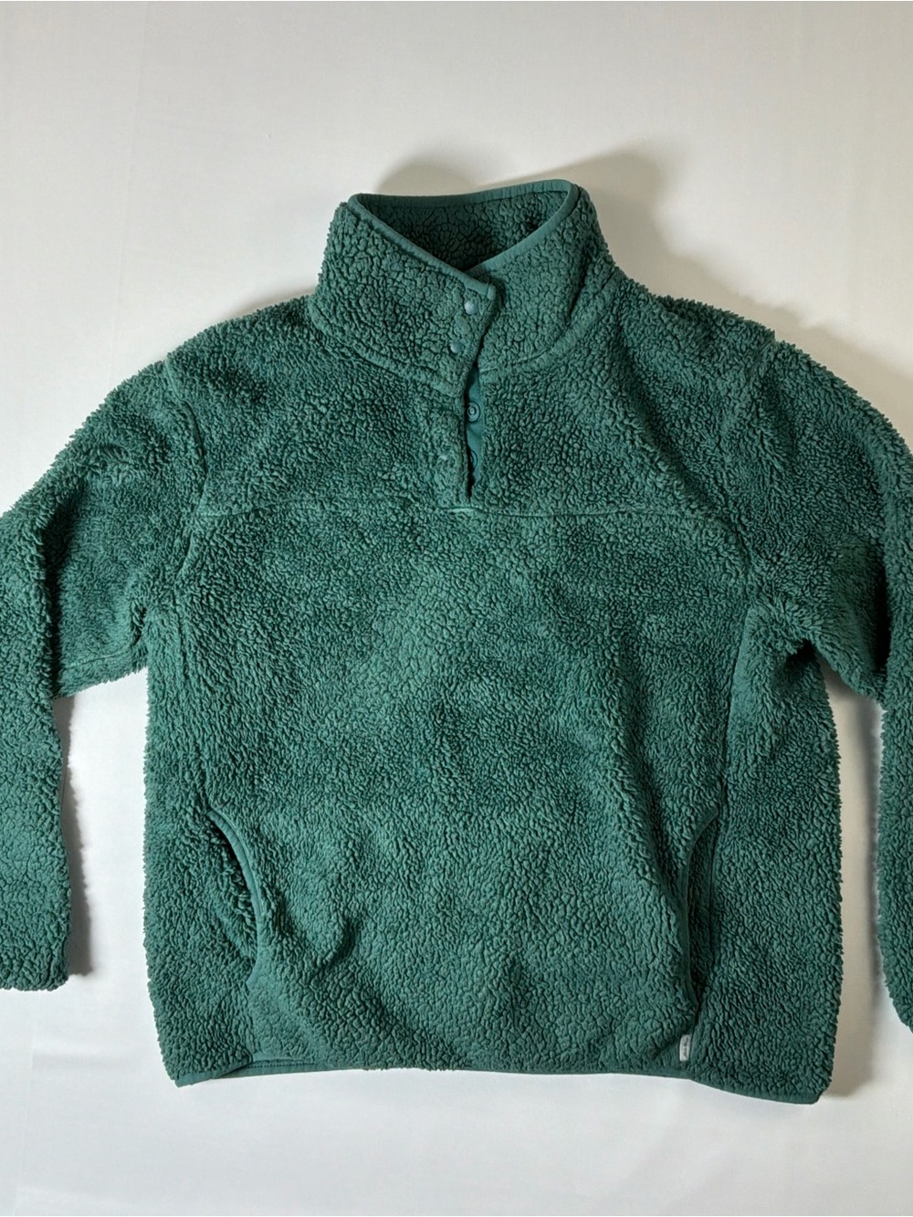 Eddie Bauer Sherpa Fleece Pullover Women's L Forest/Emerald Green Quarter Snap